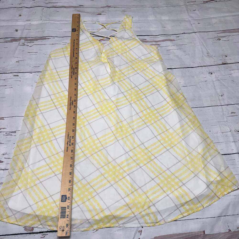 Charming Charlie Yellow Plaid Sleeveless Swing Dress Criss Cross Back Size M - Picture 8 of 8